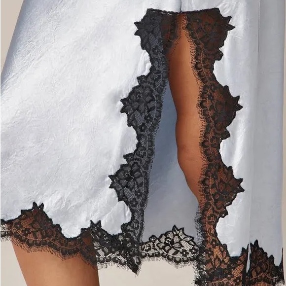 J.Crew Gwyneth Lace-Trim Textured Satin Slip Skirt - Light Lakeshore - XS - Picture 2 of 4